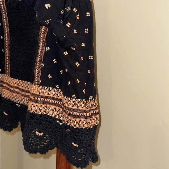 Free People Black Santorini Black and Gold Embroidered Top - Picture 15 of 16